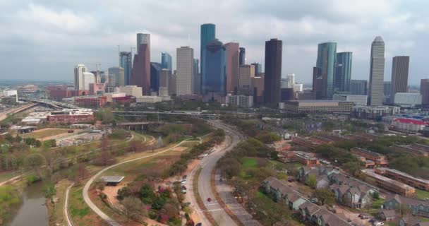 Aerial View Houston Cityscape Surrounding Area — Vídeo de stock