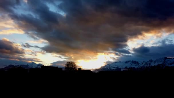 Timelapse Sunset Mountain Alps — 图库视频影像