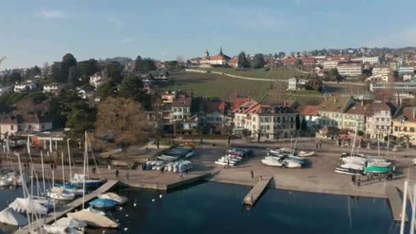 Stunning Aerial Swiss City Pully — ストック動画