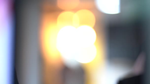 Defocused Abstract Shot People Walking Camera Bright Lights — Wideo stockowe