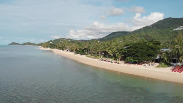 Calm Serene Beach Mountains Palmtrees Koh Samui Thailand — Vídeo de stock