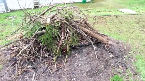 Brush Pile Burned Farm — Stock Video