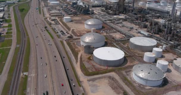 Aerial View Refinery Plant Houston Texas — Vídeos de Stock
