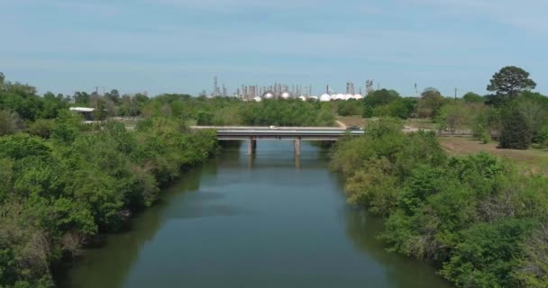 Aerial View Buffalo Bayou Houston Texas — Vídeo de Stock