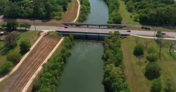 Aerial View Buffalo Bayou Houston Texas — 图库视频影像