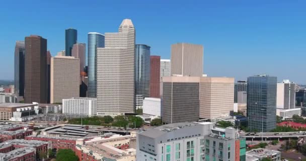 Aerial Downtown Houston Sunny Day — 비디오