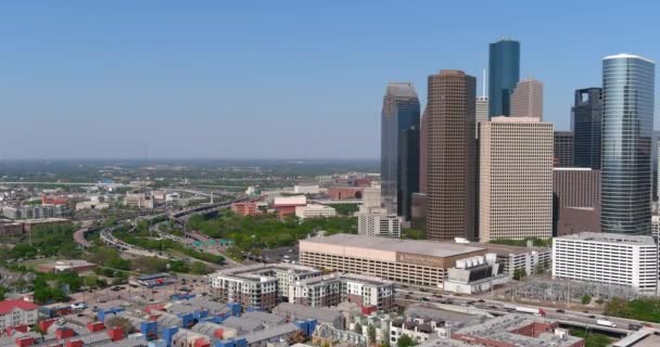 Aerial Downtown Houston Sunny Day — Vídeo de Stock