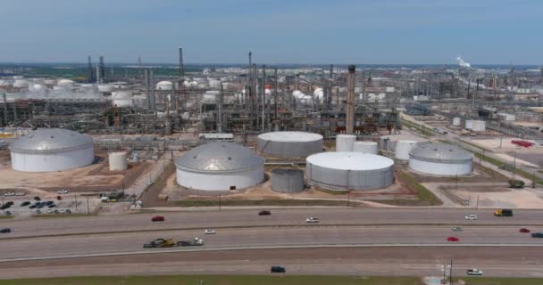 Aerial View Refinery Plant Houston Texas — Vídeo de stock