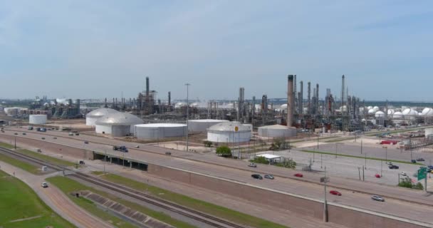 Aerial View Refinery Plant Houston Texas — Stockvideo