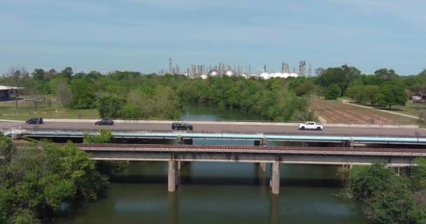 Aerial View Buffalo Bayou Houston Texas — Stockvideo