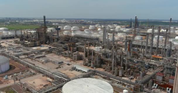 Aerial View Refinery Plant Houston Texas — Vídeos de Stock