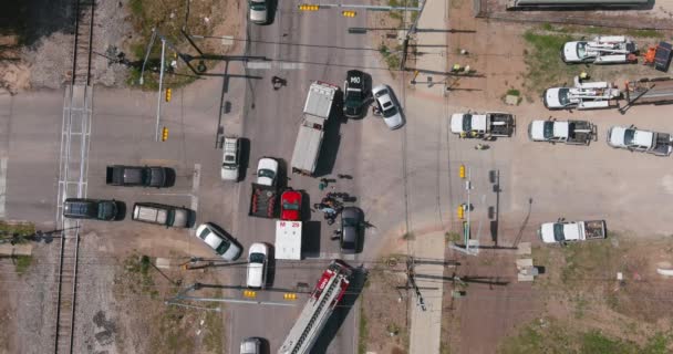 Birds Eye View Car Accident Involved Pedestrian — Vídeo de Stock