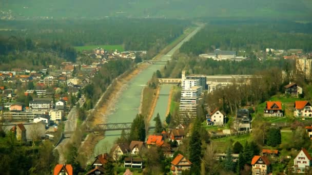 View Ill River Town Feldkirch Austria — Stockvideo