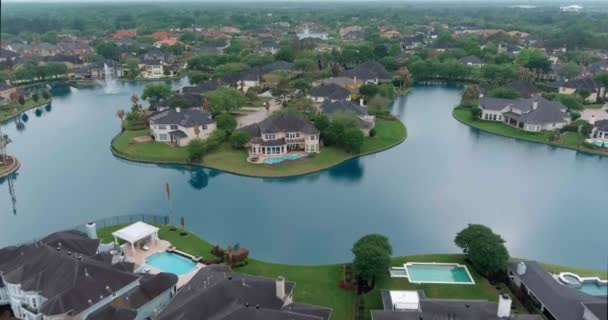 Aerial View Affluent Homes Houston Texas — Vídeo de stock