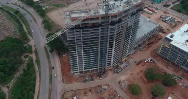 Aerial Building Being Constructed Houston Texas — Stok video