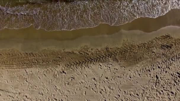 Aerial Static View Sea Shore Beach Some Dry White Sands — Stok video