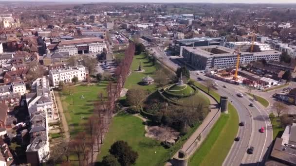 Aerial Shot Dane John Gardens Canterbury Kent — Video Stock