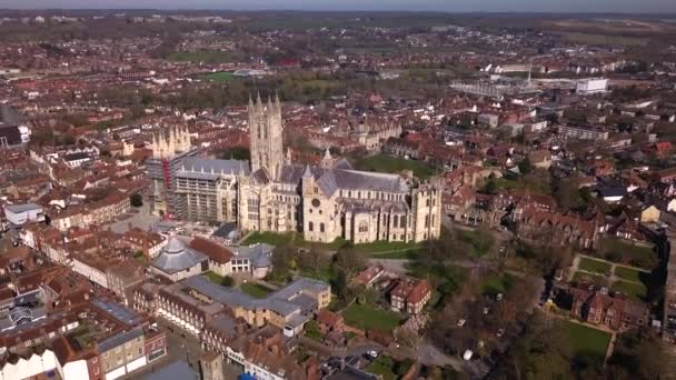 Aerial Shot Canterbury Cathedral Canterbury Kent — Stock Video