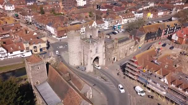 Aerial Shot Westgate Towers Canterbury Kent — 图库视频影像