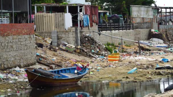 Static Shot Pollution Garbage Dumps Son Hai Poor Area Vietnam — ストック動画