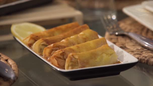 Ramadan Mubarak Bourek Traditional Turk Meal — Vídeo de Stock