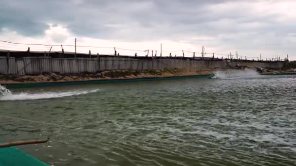 Aquaculture Shrimp Farm Vietnam Establishing Shot — Wideo stockowe