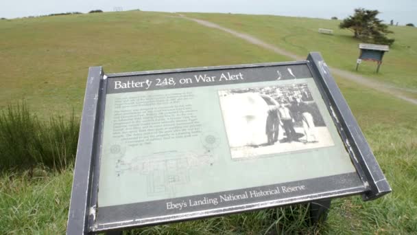 One Informational Placards Ebey Landing National Historical Reserve — Vídeo de stock