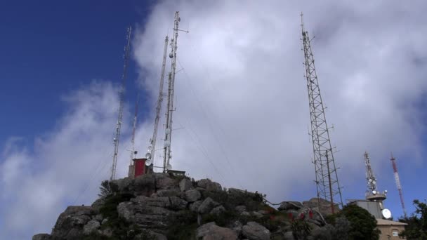 Static View Clouds Moving Communication Towers South Africa — Video Stock