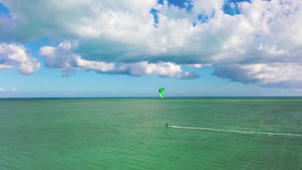 Beautiful Action Shot Kite Surfer Florida Keys — стоковое видео