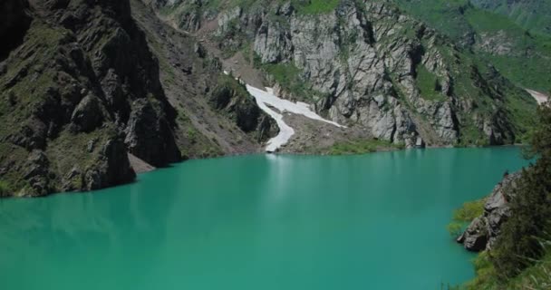 Mountain Lake Green Blue Color Urungach Located Uzbekistan Central Asia — Wideo stockowe