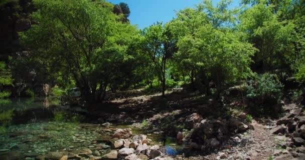 Small Mountain Lake Blue Color Urungach Located Uzbekistan Central Asia — Vídeos de Stock