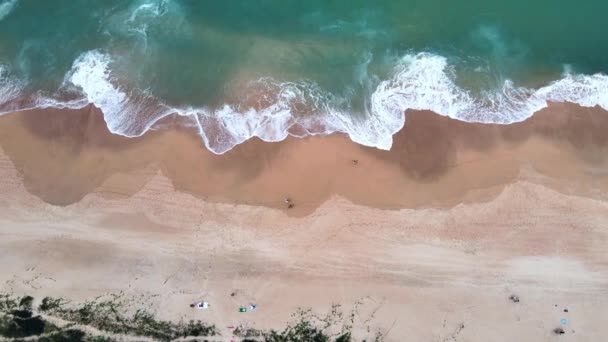 Aerial Top View Few People Enjoying Beach Time South Brazil — Stockvideo