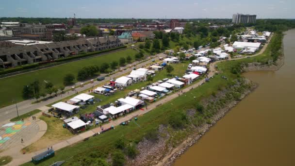 Aerial View Memphis May Bbq Festival Downtown Memphis Tennessee — Vídeo de stock