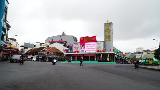 Lat Ринок Єтнамі Державними Попереджувальними Знаками — стокове відео