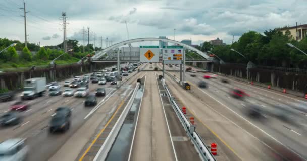Establishing Time Lapse Shot Rush Hour Traffic South Freeway Houston — Αρχείο Βίντεο