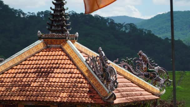 Static Shot Ornate Roof Giac Nguyen Buddhist Temple Vietnam — 비디오