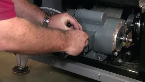 Installing Cover Access Box Paint Mixer Machinery Bolts — Stockvideo