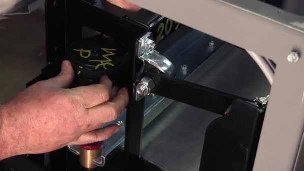 Installing Belt Paint Mixer Machinery Close — Videoclip de stoc