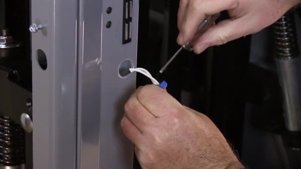 Tightening Wire Connector Small Screw Driver Close — Stockvideo