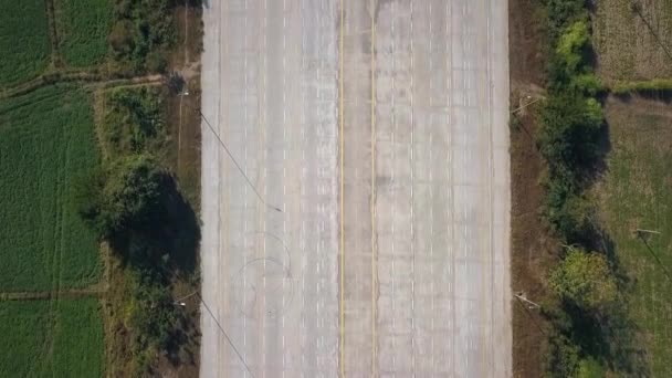 Single White Car Driving Lane Highway Naypyidaw Myanmar Capital Aerial — Stok video
