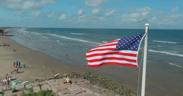 Aerial Surfside Beach Lake Jackson Texas Gulf Mexico — стокове відео