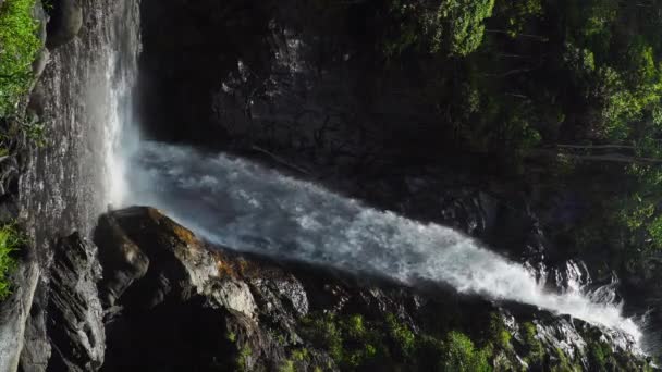 Beautiful Scene Waterfall Sunny Day Vertical Static — Vídeos de Stock