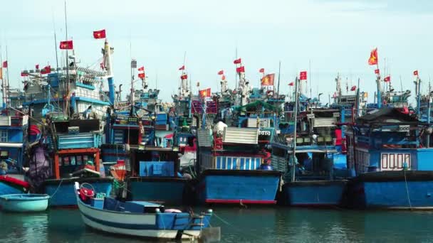 Pescatori Vietnamiti Con Bandiere Statica Sovrasfruttamento Inquinamento Sostenibilità — Video Stock