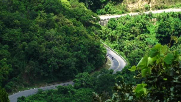 Motorcycling Rides Winding Jungle Road Phan Rang Vietnam — Stock Video