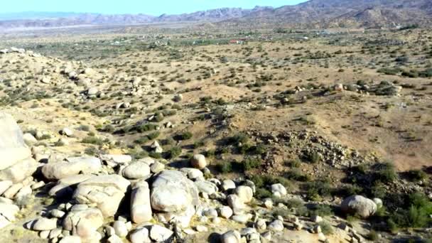 Aerial Drone View Some Rocks Desert Mountains Background — Stockvideo