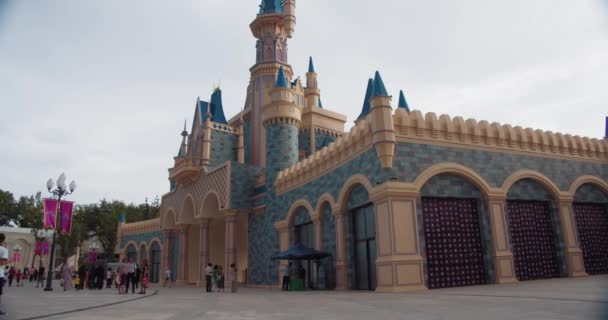 Castle Building New Fairytale Style Public Park Tashkent Uzbekistan Magic — стоковое видео