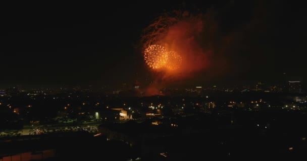 Aerial Houston 4Th July Fireworks Night — Vídeo de Stock