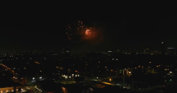 Aerial Houston 4Th July Fireworks Night — Vídeo de Stock