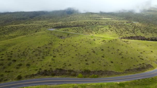 Road Haleakala Volcano Mountain Hawaii Island Maui Aerial — Stockvideo