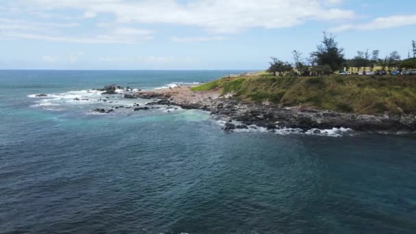 Beautiful Coastline Hawaii Island Landscape Aerial Establishing View — Video